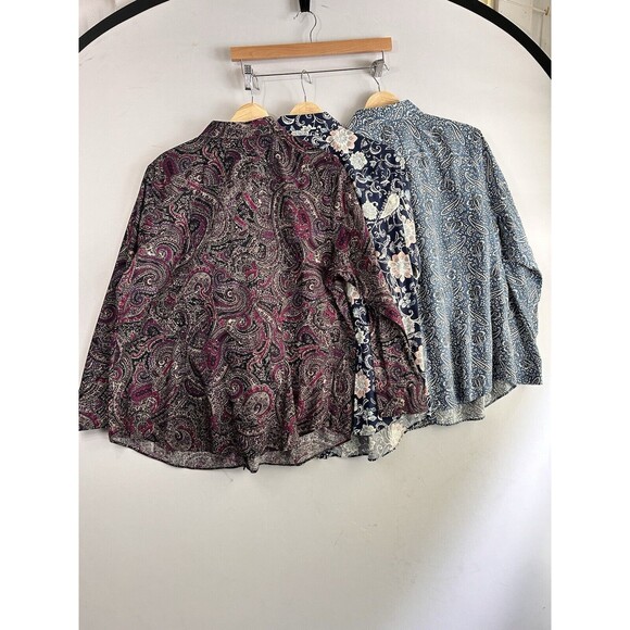 Lot of 3 Chaps Multicolor Paisley Print LS Cotton No Iron Button Up Shirt - 1X - Picture 11 of 11